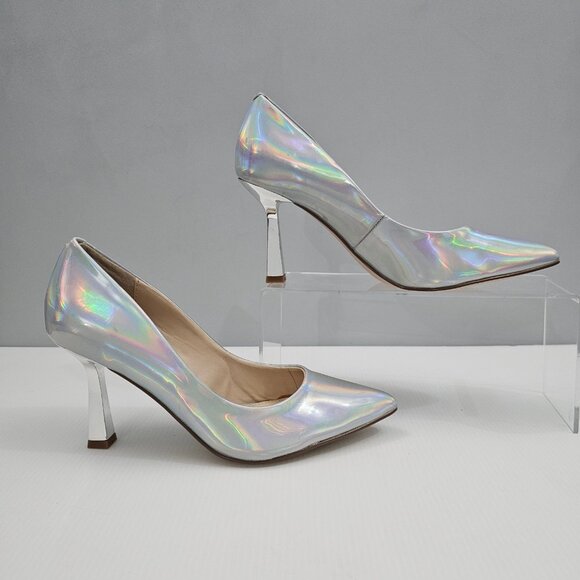 NEW Steve Madden Salza Pumps Womens 6 Iridescent Metallic Pointed Toe Stiletto - Picture 3 of 15